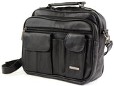 Ladies Mens Real Leather Travel Flight Shoulder Cross Body Organiser Handbag Bag (Black)